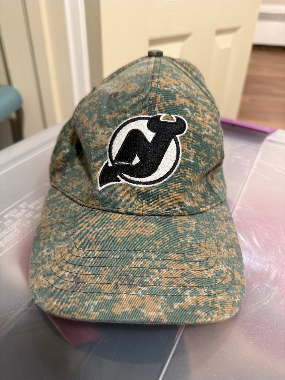 NJ DEVILS • Digital Camo Adjustable Baseball Cap with Embroidered Logo